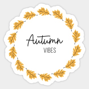 Vector fall wreath with yellow oak leaves Sticker